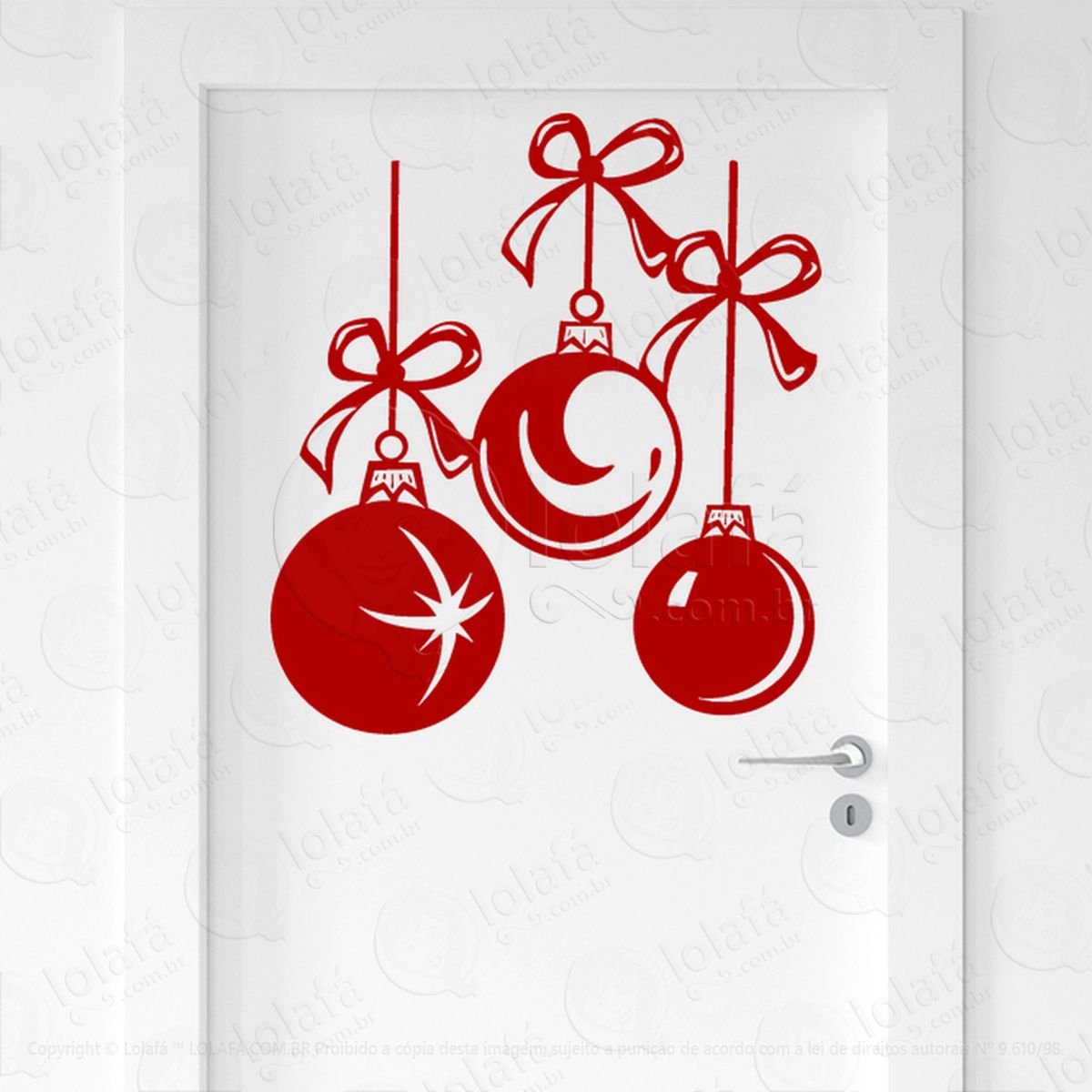 Cortina de Natal com Bolas Adesivo de Natal para Vitrine, Parede, Porta - Fácil Remoção Mod:148