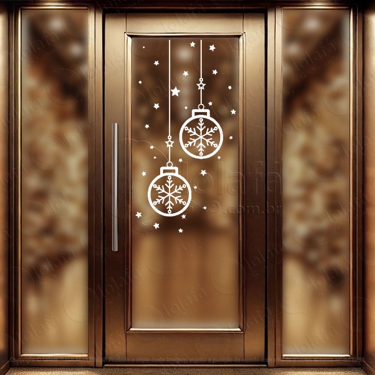 Cortina de Natal com Bolas Adesivo de Natal para Vitrine, Parede, Porta - Fácil Remoção Mod:150