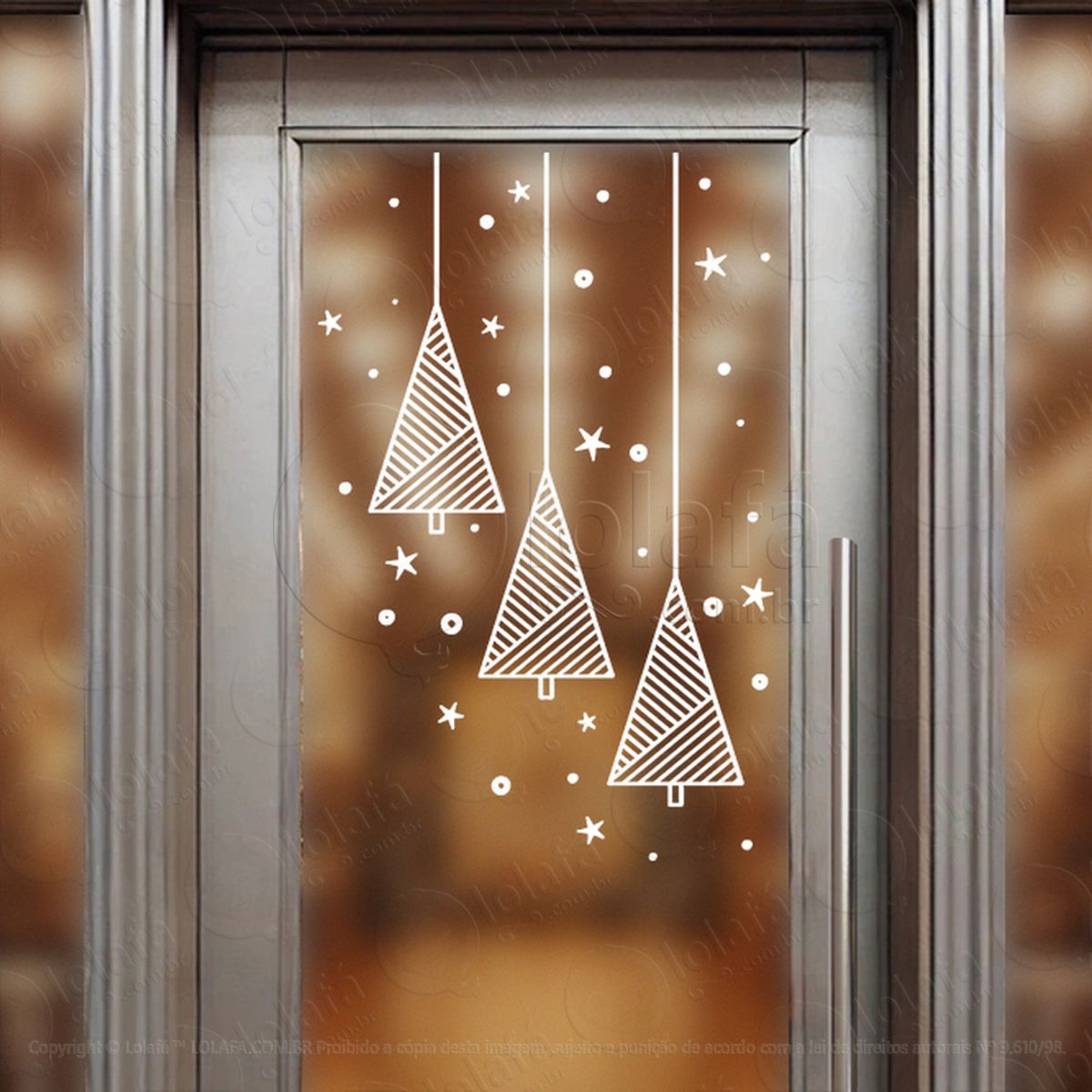 Cortina de Natal com Árvores Adesivo de Natal para Vitrine, Parede, Porta - Fácil Remoção Mod:151