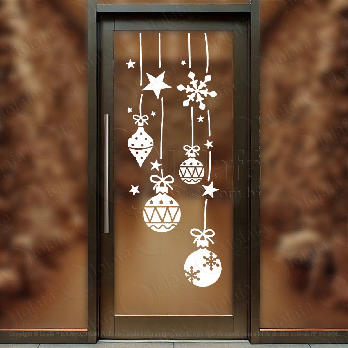 Cortina de Natal com Enfeites Adesivo de Natal para Vitrine, Parede, Porta - Fácil Remoção Mod:152