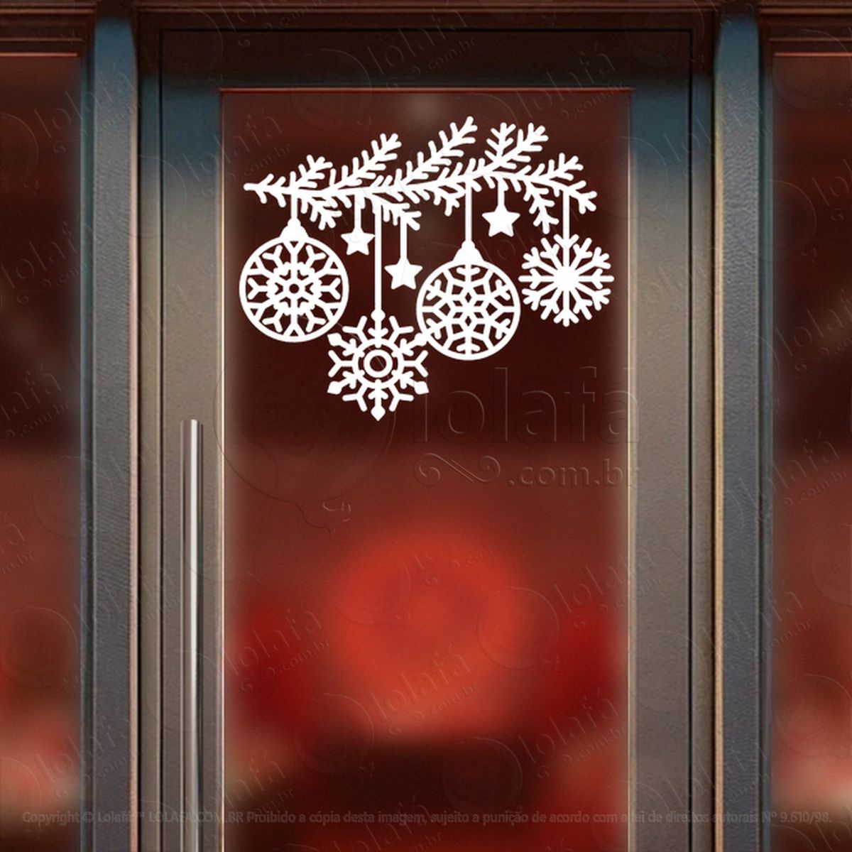 Cortina de Natal com Enfeites Adesivo de Natal para Vitrine, Parede, Porta - Fácil Remoção Mod:155