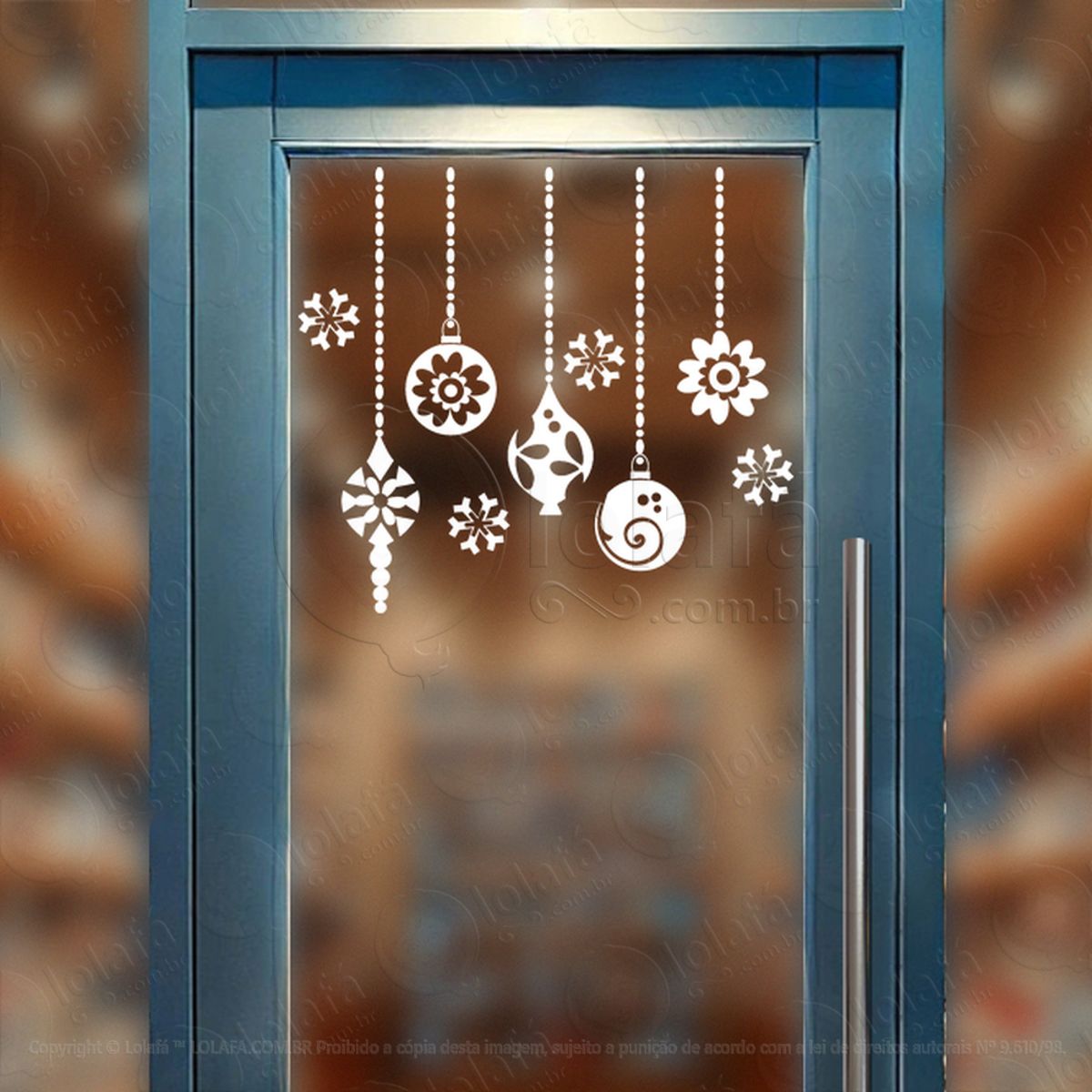 Cortina de Natal com Enfeites Adesivo de Natal para Vitrine, Parede, Porta - Fácil Remoção Mod:157