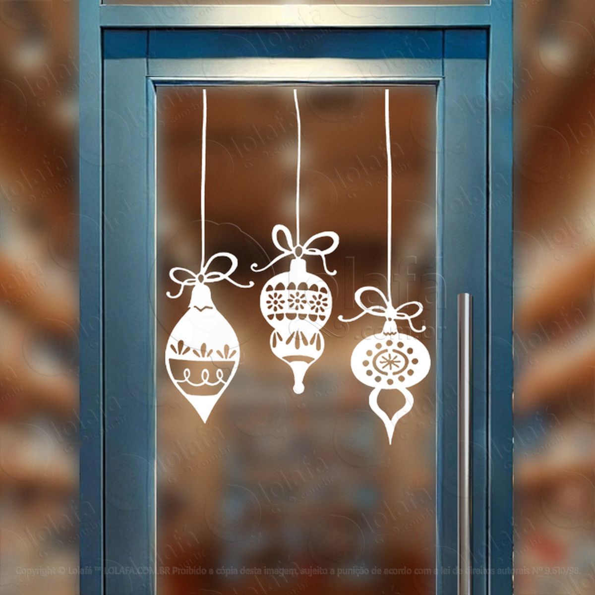 Cortina de Natal com Bolas Adesivo de Natal para Vitrine, Parede, Porta - Fácil Remoção Mod:158