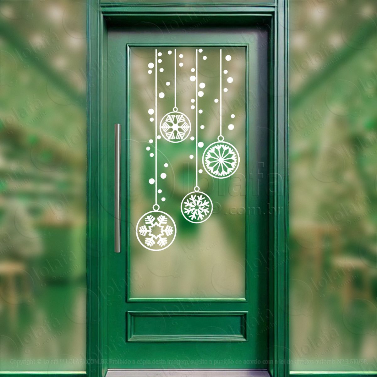 Cortina de Natal com Bolas Adesivo de Natal para Vitrine, Parede, Porta - Fácil Remoção Mod:159