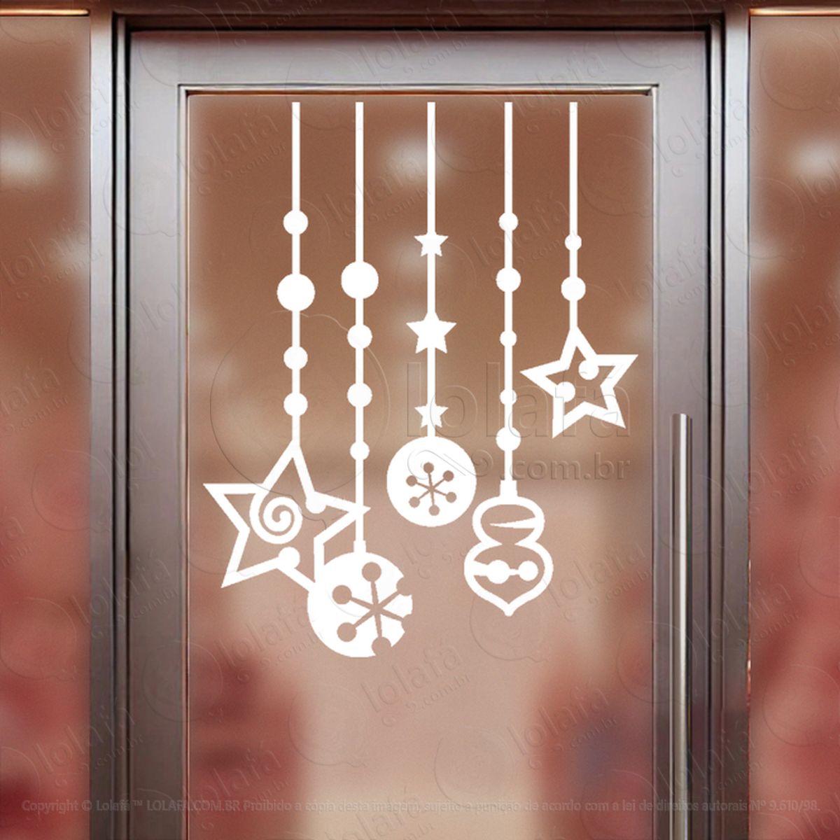 Cortina de Natal com Enfeites Adesivo de Natal para Vitrine, Parede, Porta - Fácil Remoção Mod:161