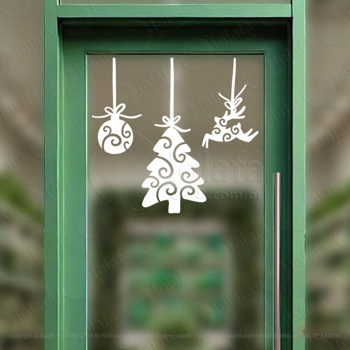 Cortina de Natal com Enfeites Adesivo de Natal para Vitrine, Parede, Porta - Fácil Remoção Mod:162