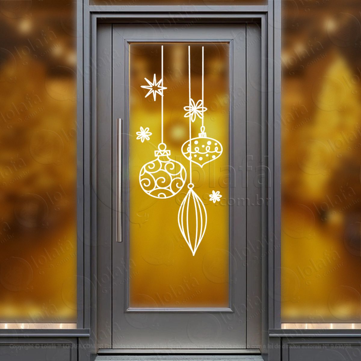 Cortina de Natal com Bolas Adesivo de Natal para Vitrine, Parede, Porta - Fácil Remoção Mod:163