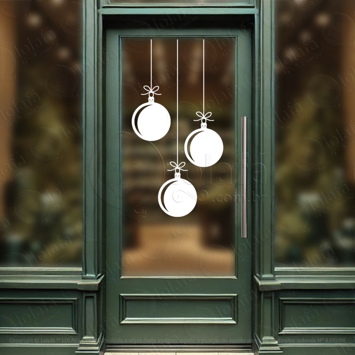 Cortina de Natal com Bolas Adesivo de Natal para Vitrine, Parede, Porta - Fácil Remoção Mod:169