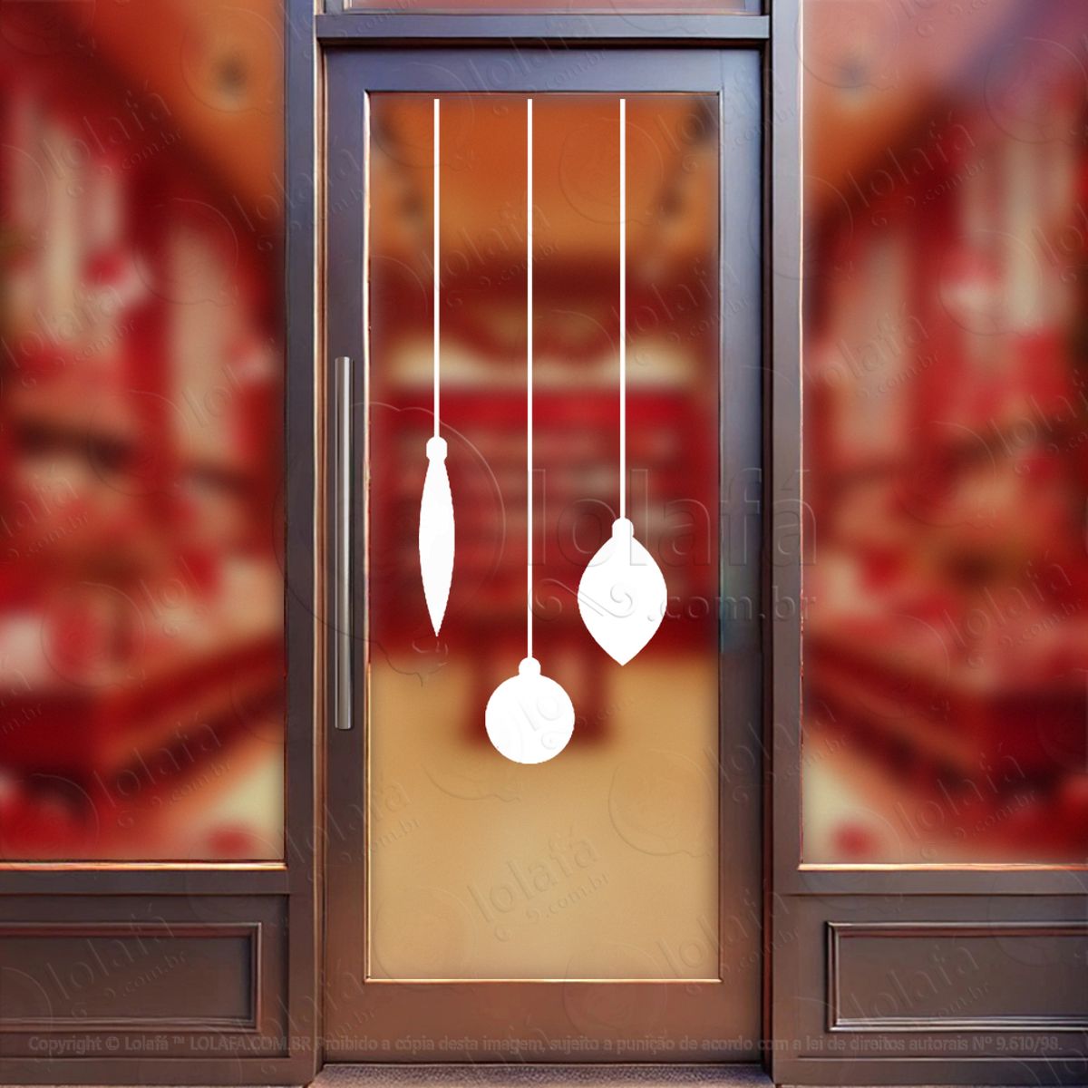 Cortina de Natal com Bolas Adesivo de Natal para Vitrine, Parede, Porta - Fácil Remoção Mod:175