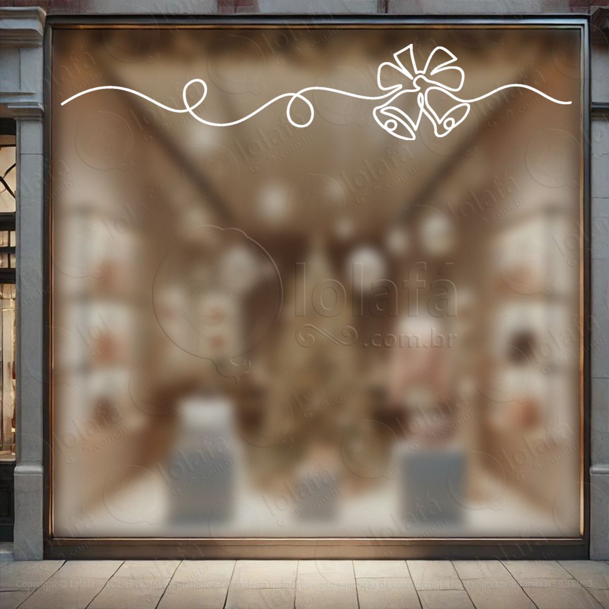 Cortina de Natal com Sinos Adesivo de Natal para Vitrine, Parede, Porta - Fácil Remoção Mod:189