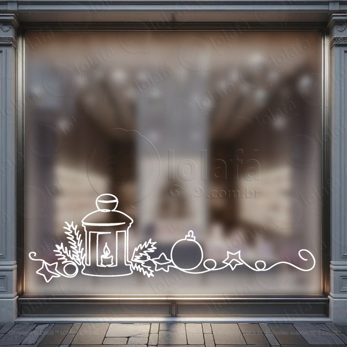 Cortina de Natal Vela na Lamparina Adesivo de Natal para Vitrine, Parede, Porta - Fácil Remoção Mod:191