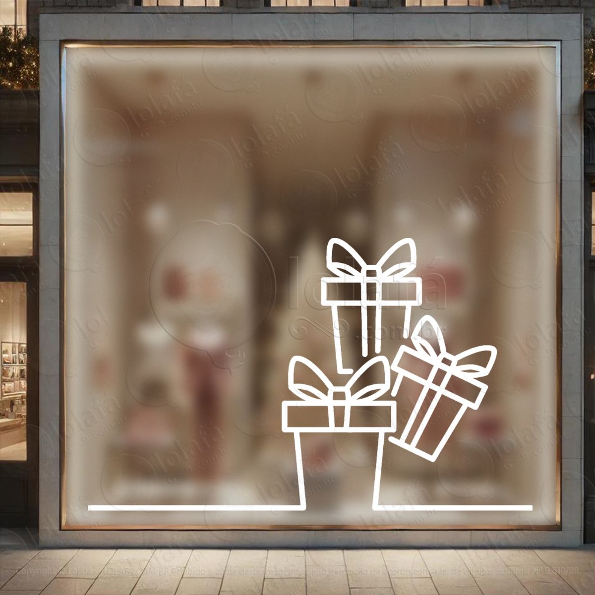 Presentes Adesivo de Natal para Vitrine, Parede, Porta - Fácil Remoção Mod:199