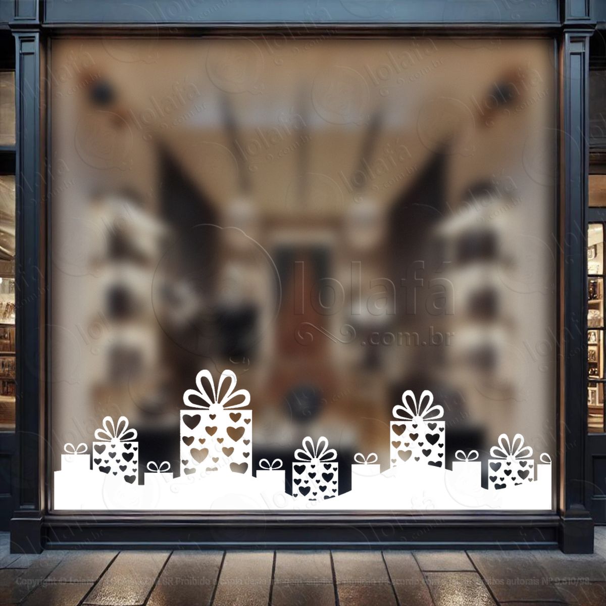 Presentes Adesivo de Natal para Vitrine, Parede, Porta - Fácil Remoção Mod:201