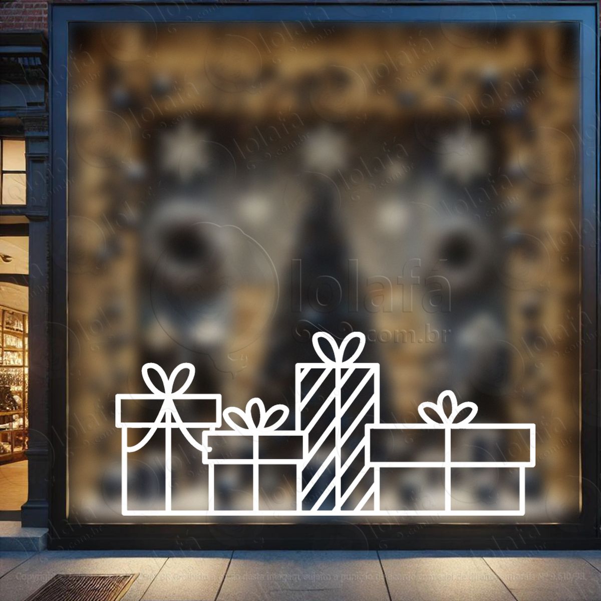 Presentes Adesivo de Natal para Vitrine, Parede, Porta - Fácil Remoção Mod:202