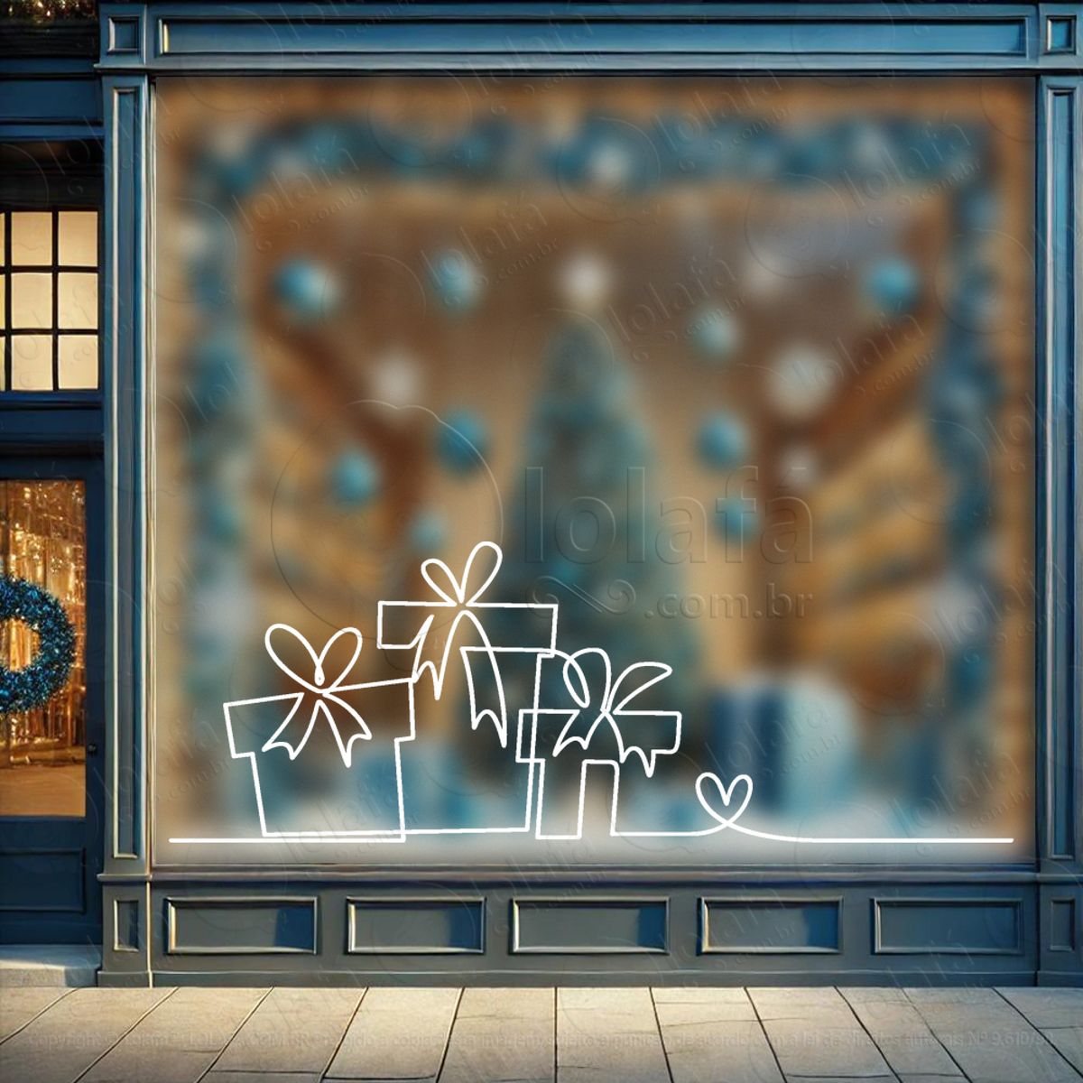 Presentes Adesivo de Natal para Vitrine, Parede, Porta - Fácil Remoção Mod:203