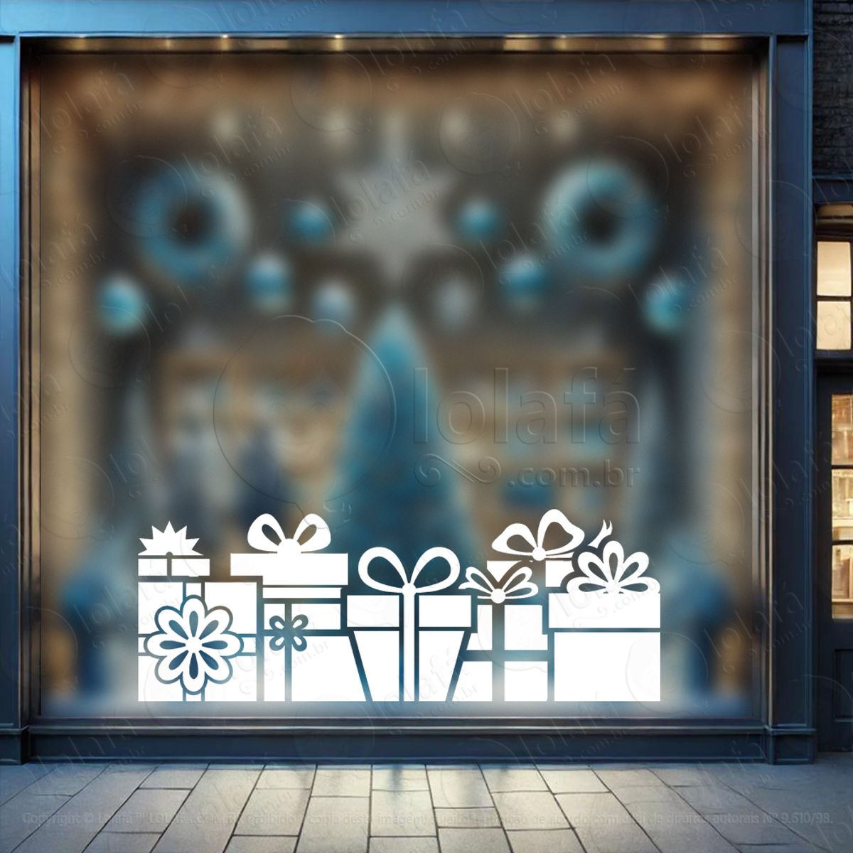 Presentes Adesivo de Natal para Vitrine, Parede, Porta - Fácil Remoção Mod:204