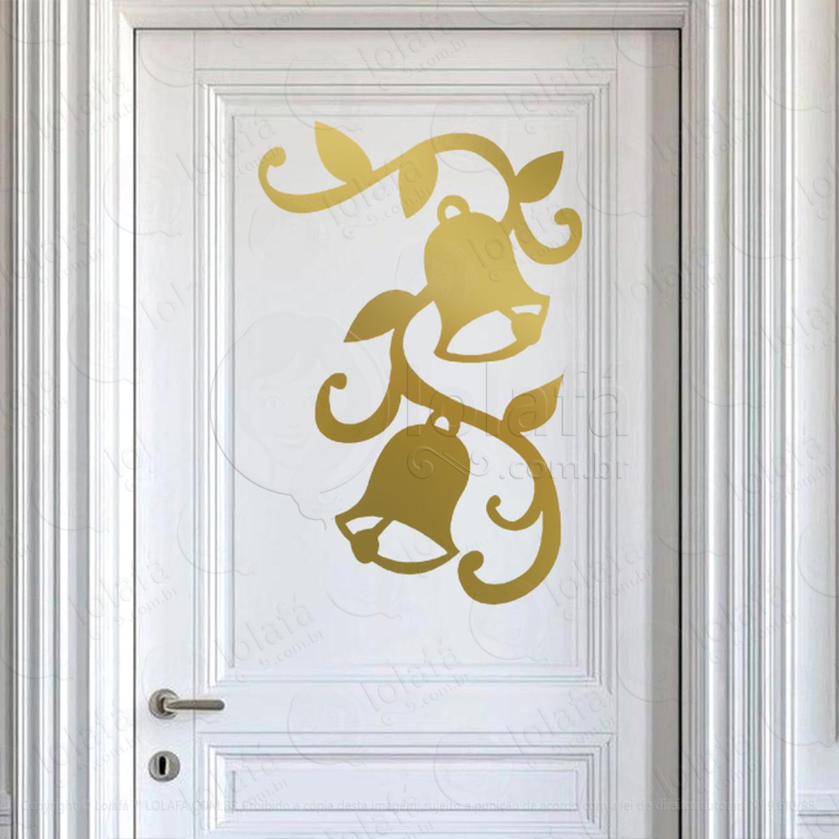 Arabesco com Sino de Natal Adesivo de Natal para Vitrine, Parede, Porta - Fácil Remoção Mod:209