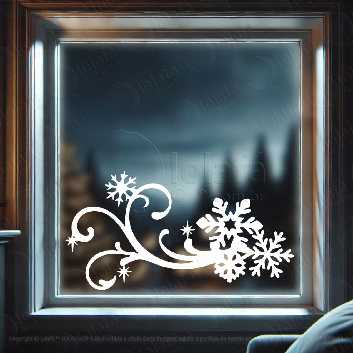 Arabesco com Flocos de Neve Adesivo de Natal para Vitrine, Parede, Porta - Fácil Remoção Mod:211