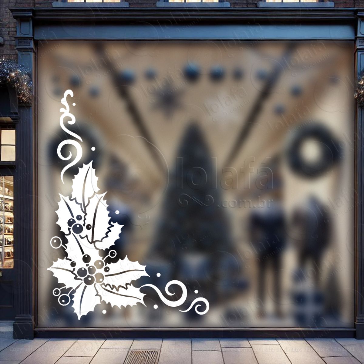 Arabesco de Natal Adesivo de Natal para Vitrine, Parede, Porta - Fácil Remoção Mod:213