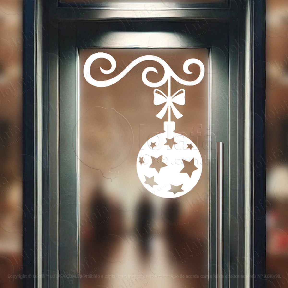 Arabesco de Natal com Bola Adesivo de Natal para Vitrine, Parede, Porta - Fácil Remoção Mod:223