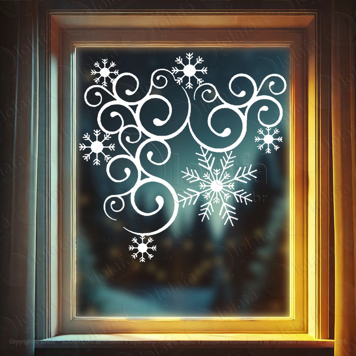 Arabesco de Natal Flocos de Neve Adesivo de Natal para Vitrine, Parede, Porta - Fácil Remoção Mod:232