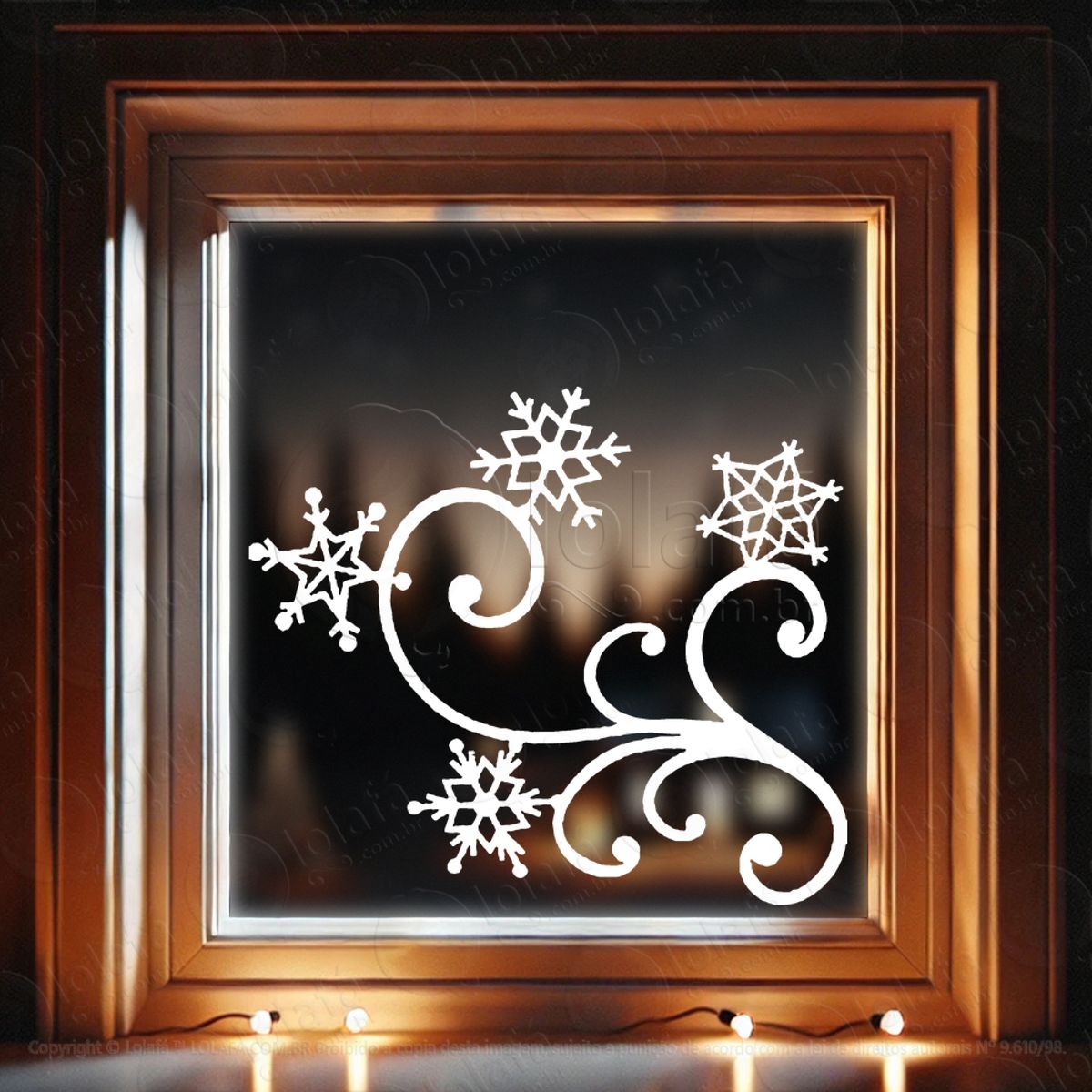 Arabesco de Natal Flocos de Neve Adesivo de Natal para Vitrine, Parede, Porta - Fácil Remoção Mod:233