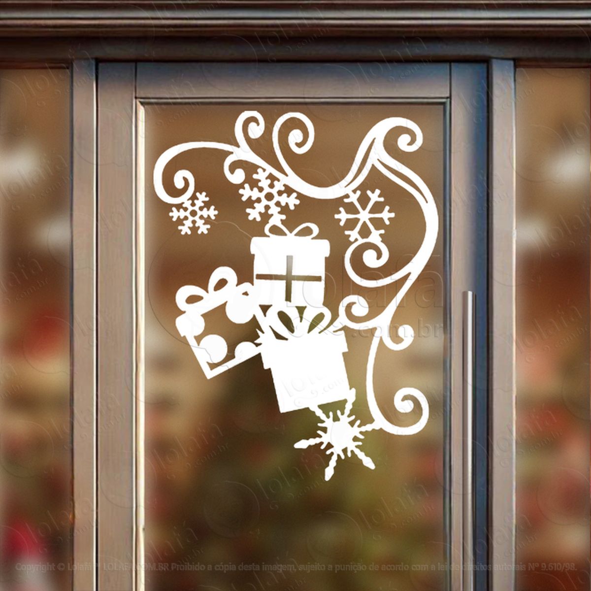 Arabesco de Natal e Enfeites Adesivo de Natal para Vitrine, Parede, Porta - Fácil Remoção Mod:235