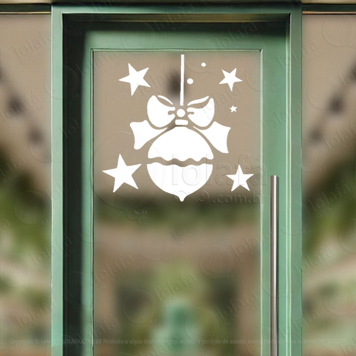 Bola de Natal com Estrelas Adesivo de Natal para Vitrine, Parede, Porta - Fácil Remoção Mod:238