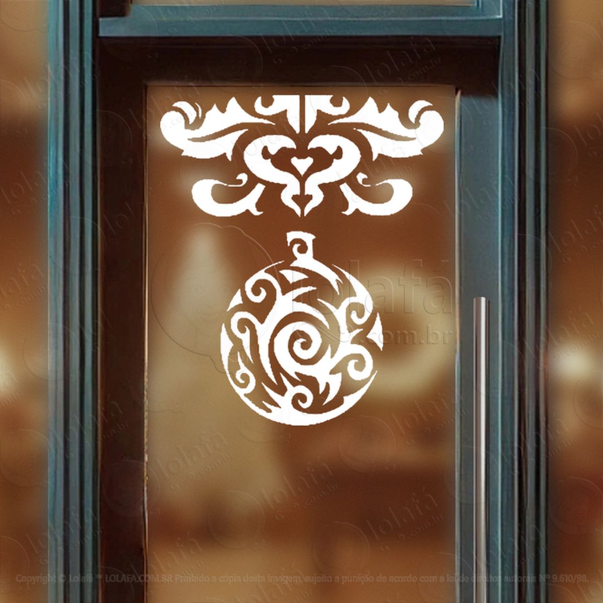 Bola de Natal em Arabesco Adesivo de Natal para Vitrine, Parede, Porta - Fácil Remoção Mod:239