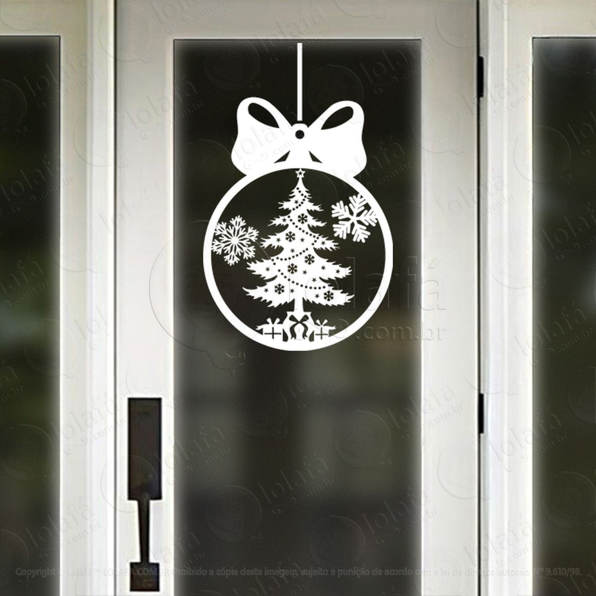 Bola de Natal Árvore Pinheiro Adesivo de Natal para Vitrine, Parede, Porta - Fácil Remoção Mod:243