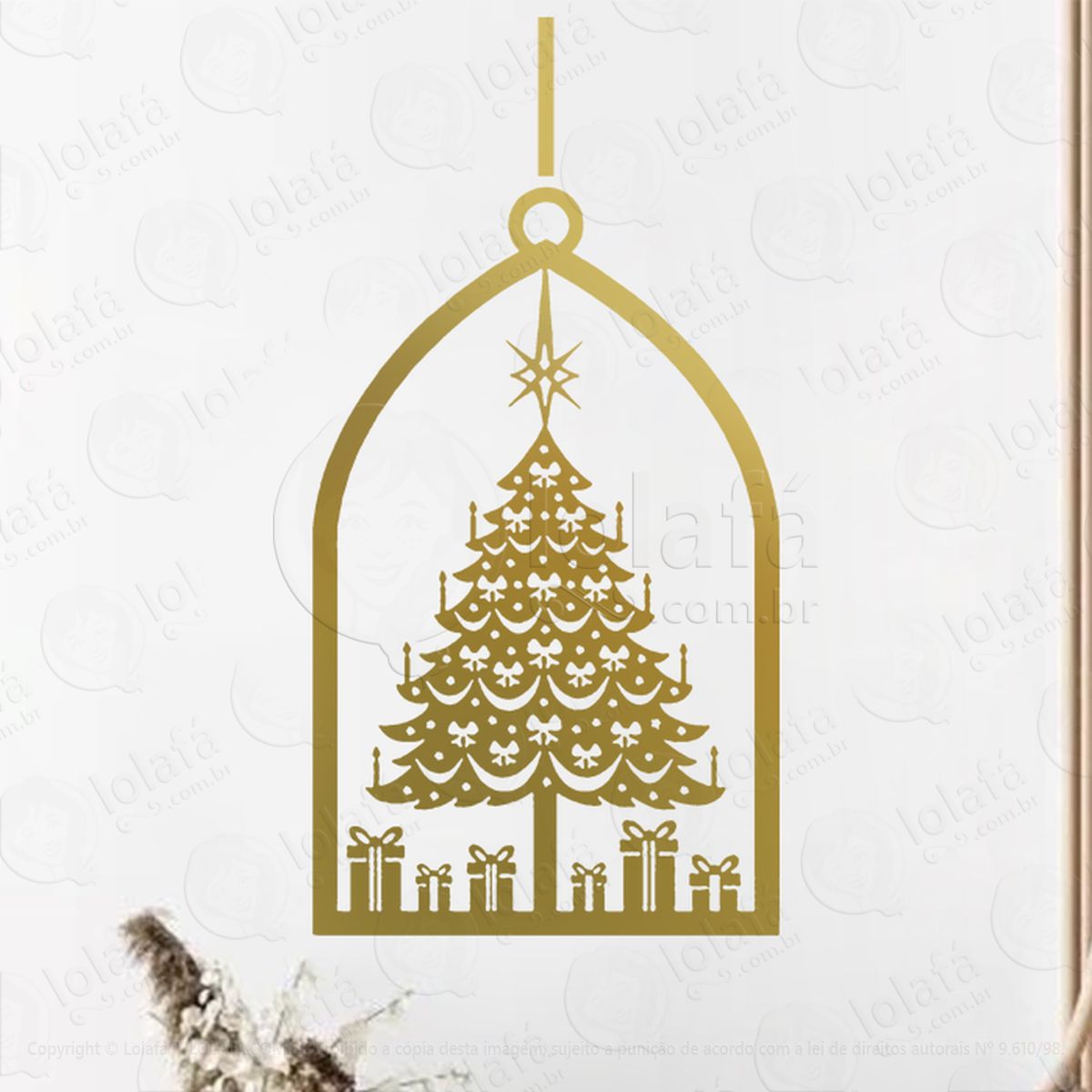 Bola de Natal Árvore Pinheiro Adesivo de Natal para Vitrine, Parede, Porta - Fácil Remoção Mod:244