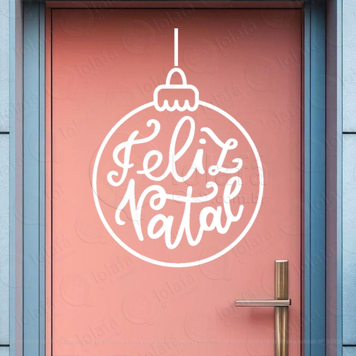 Bola de Natal com Frase Feliz Natal Adesivo de Natal para Vitrine, Parede, Porta - Fácil Remoção Mod:250