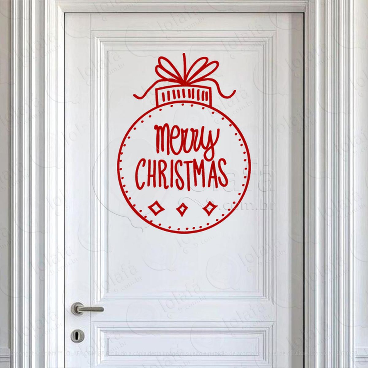 Bola de Natal Frase Merry Christmas Adesivo de Natal para Vitrine, Parede, Porta - Fácil Remoção Mod:254