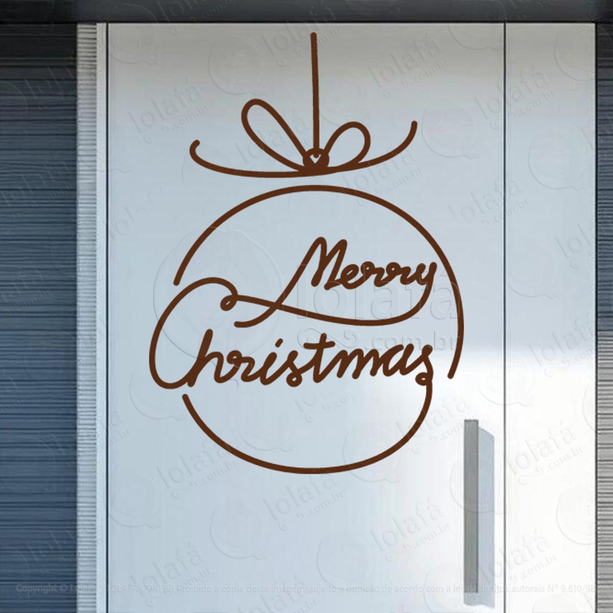 Bola de Natal Frase Merry Christmas Adesivo de Natal para Vitrine, Parede, Porta - Fácil Remoção Mod:256