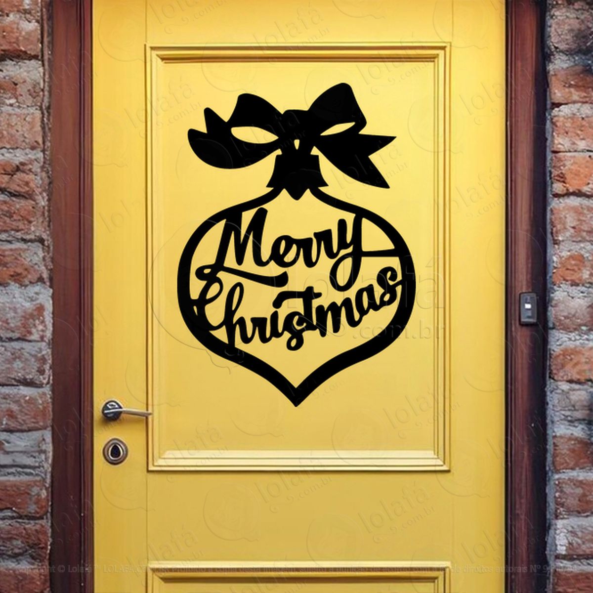 Bola de Natal Frase Merry Christmas Adesivo de Natal para Vitrine, Parede, Porta - Fácil Remoção Mod:259