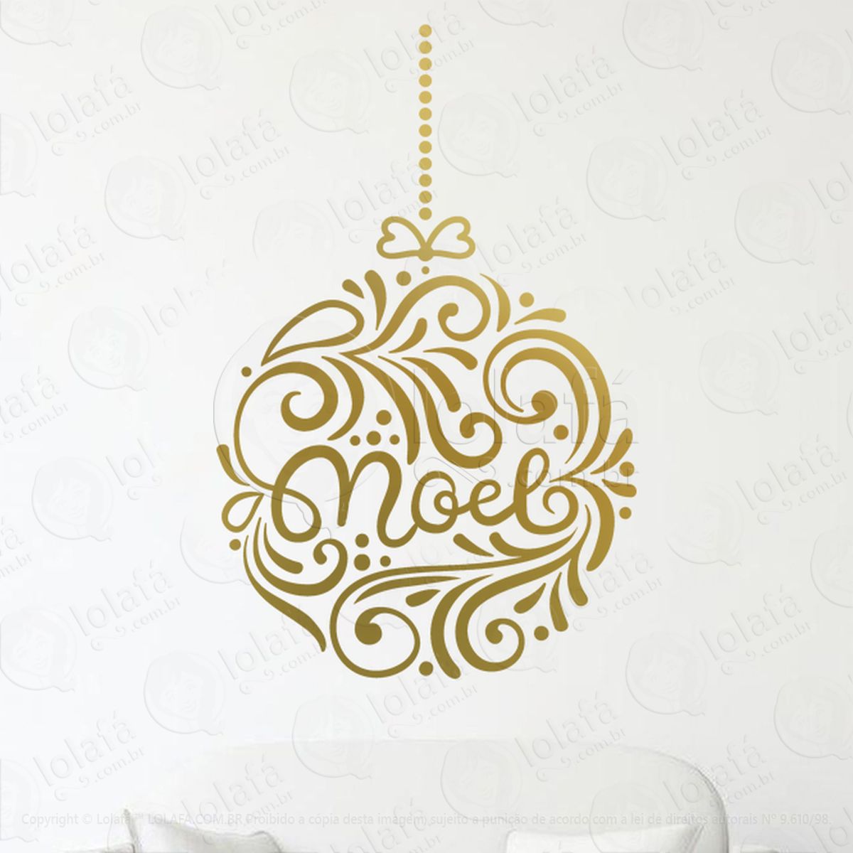 Bola de Natal com Frase Noel Adesivo de Natal para Vitrine, Parede, Porta - Fácil Remoção Mod:260