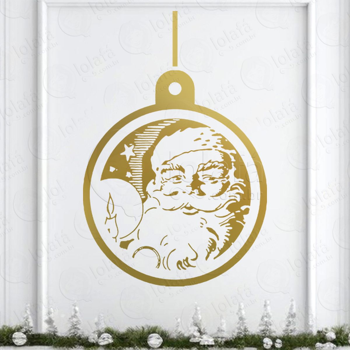 Bola de Natal com Papai Noel Adesivo de Natal para Vitrine, Parede, Porta - Fácil Remoção Mod:261
