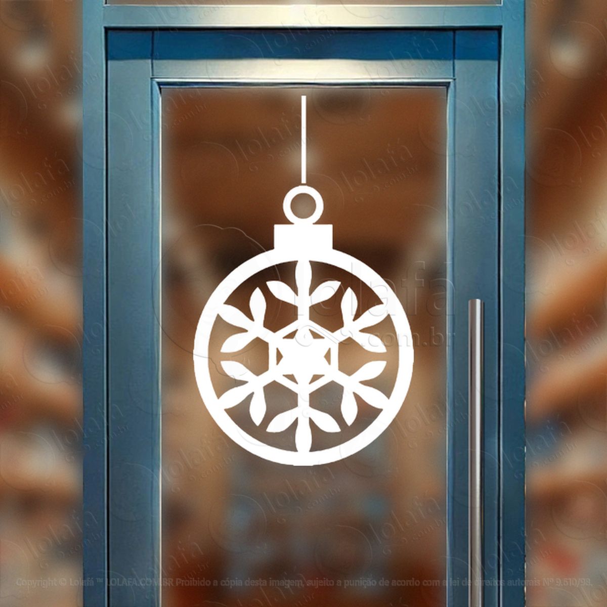Bola de Natal com Floco de Neve Adesivo de Natal para Vitrine, Parede, Porta - Fácil Remoção Mod:277