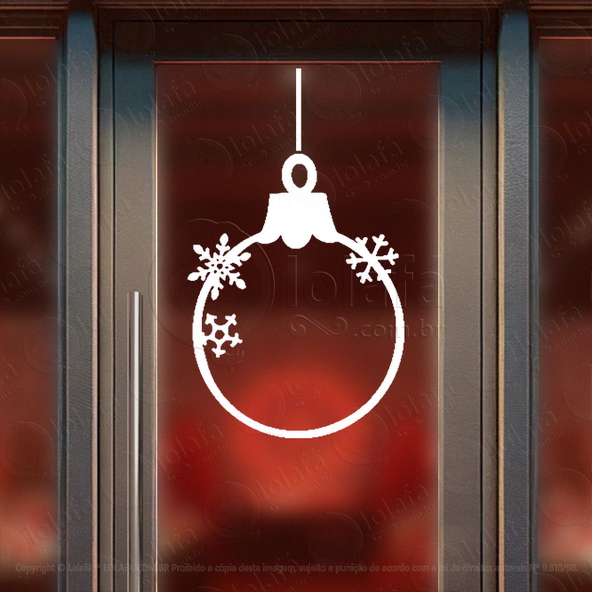 Bola de Natal com Flocos de Neve Adesivo de Natal para Vitrine, Parede, Porta - Fácil Remoção Mod:281
