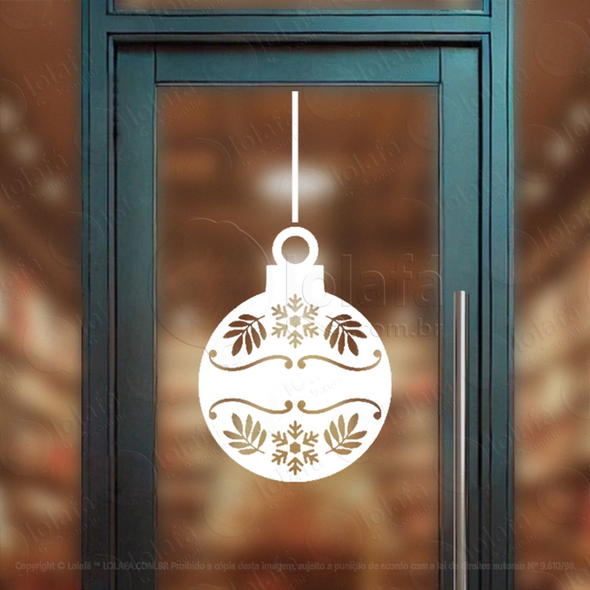 Bola de Natal com Flocos de Neve Adesivo de Natal para Vitrine, Parede, Porta - Fácil Remoção Mod:282