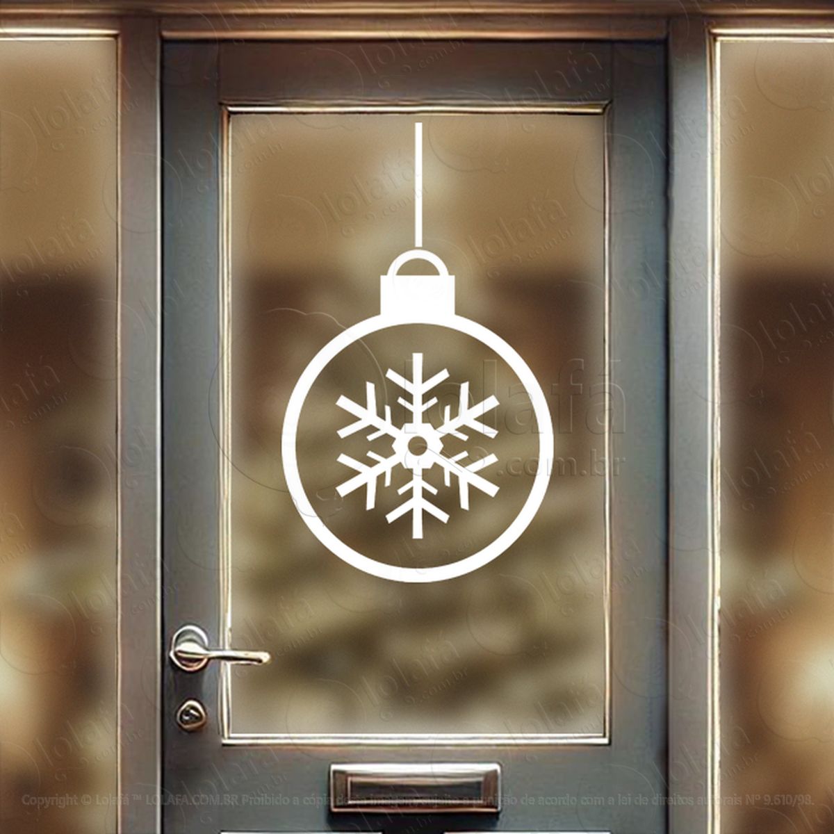 Bola de Natal com Floco de Neve Adesivo de Natal para Vitrine, Parede, Porta - Fácil Remoção Mod:285