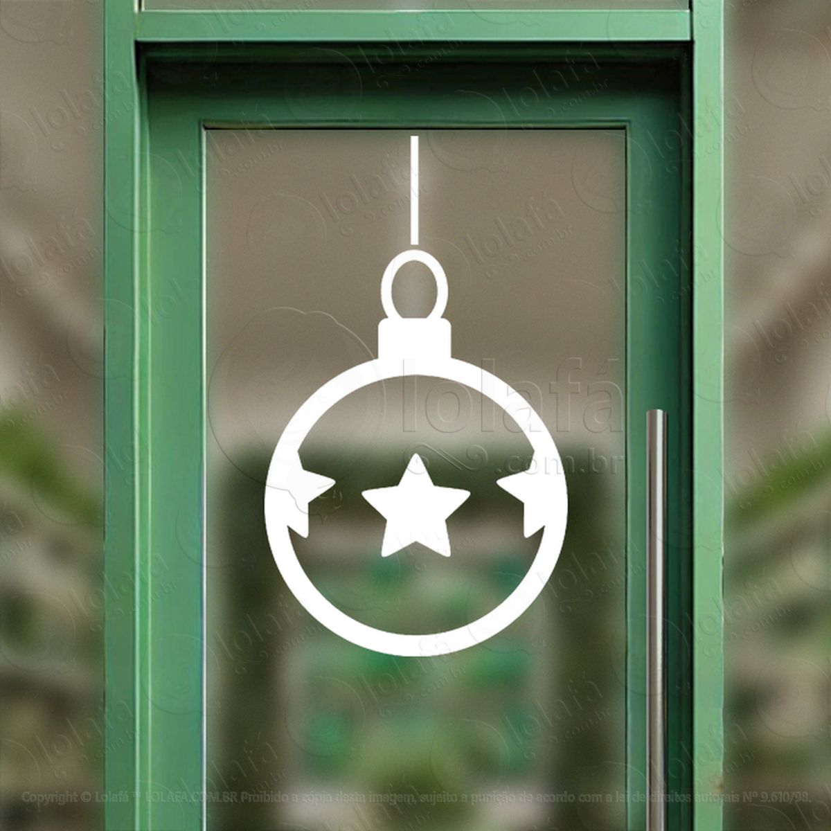 Bola de Natal com Estrela Adesivo de Natal para Vitrine, Parede, Porta - Fácil Remoção Mod:286