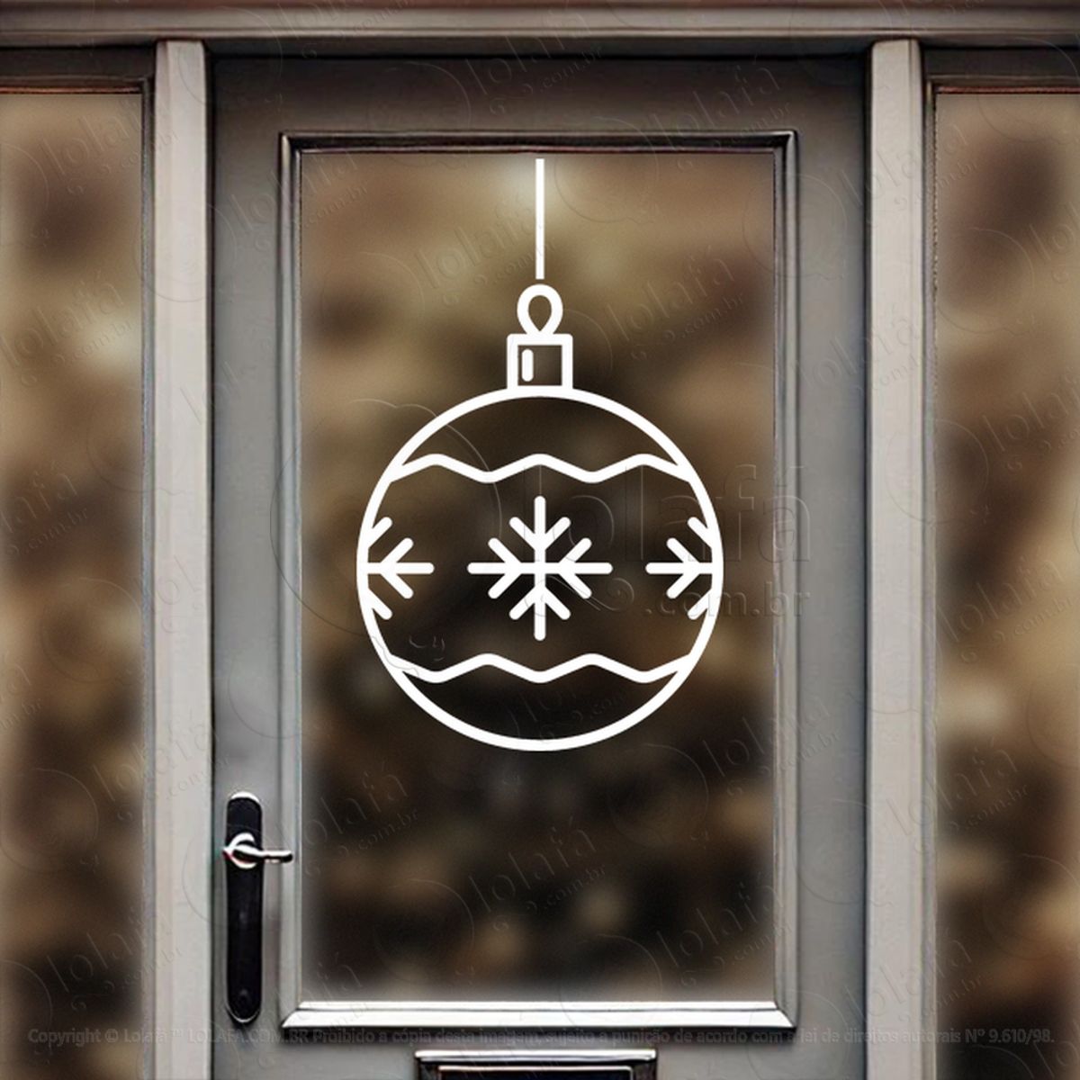 Bola de Natal com Floco de Neve Adesivo de Natal para Vitrine, Parede, Porta - Fácil Remoção Mod:293