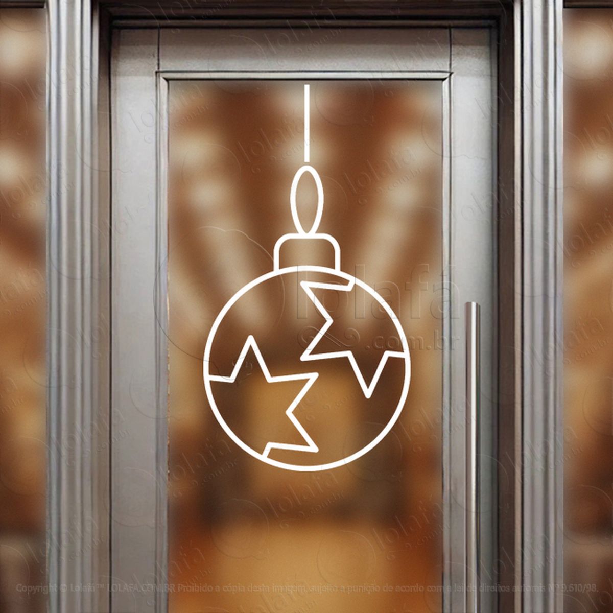 Bola de Natal com Estrelas Adesivo de Natal para Vitrine, Parede, Porta - Fácil Remoção Mod:294