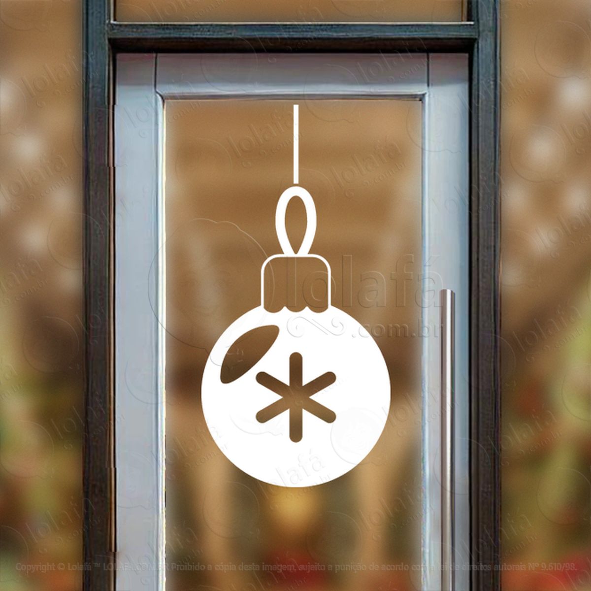 Bola de Natal com Floco de Neve Adesivo de Natal para Vitrine, Parede, Porta - Fácil Remoção Mod:295