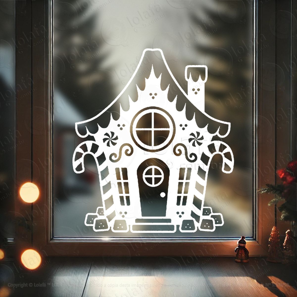 Casa do Papai Noel Adesivo de Natal para Vitrine, Parede, Porta - Fácil Remoção Mod:297