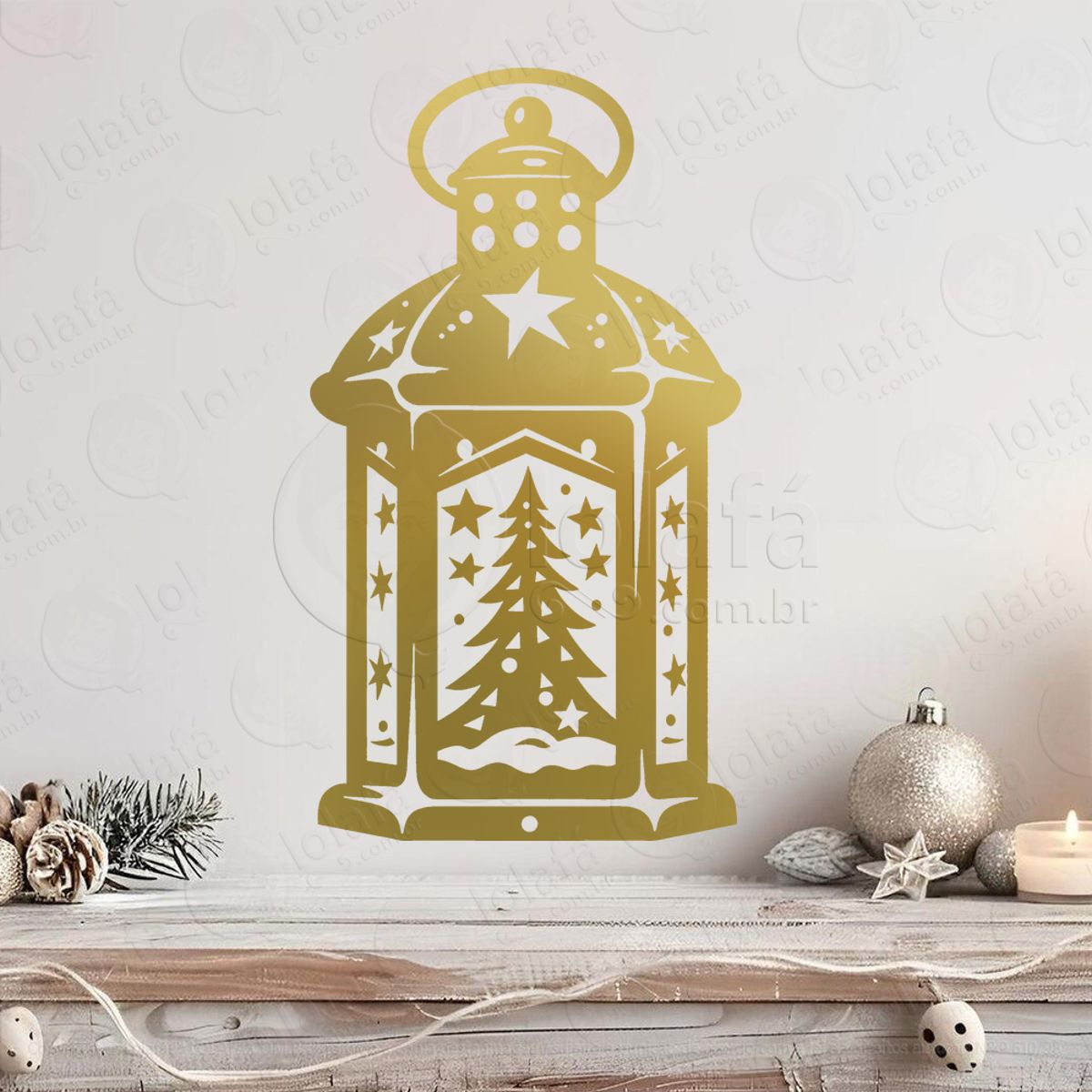 Lamparina de Natal com Árvore Adesivo de Natal para Vitrine, Parede, Porta - Fácil Remoção Mod:304