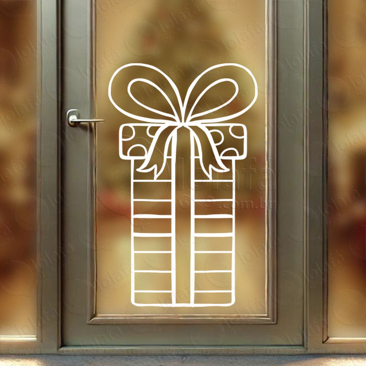 Presente Adesivo de Natal para Vitrine, Parede, Porta - Fácil Remoção Mod:315