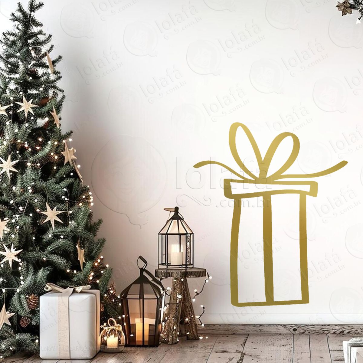 Presente Adesivo de Natal para Vitrine, Parede, Porta - Fácil Remoção Mod:318