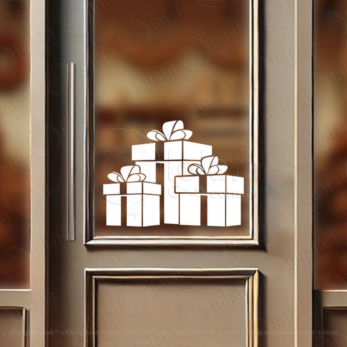 Presentes Adesivo de Natal para Vitrine, Parede, Porta - Fácil Remoção Mod:323